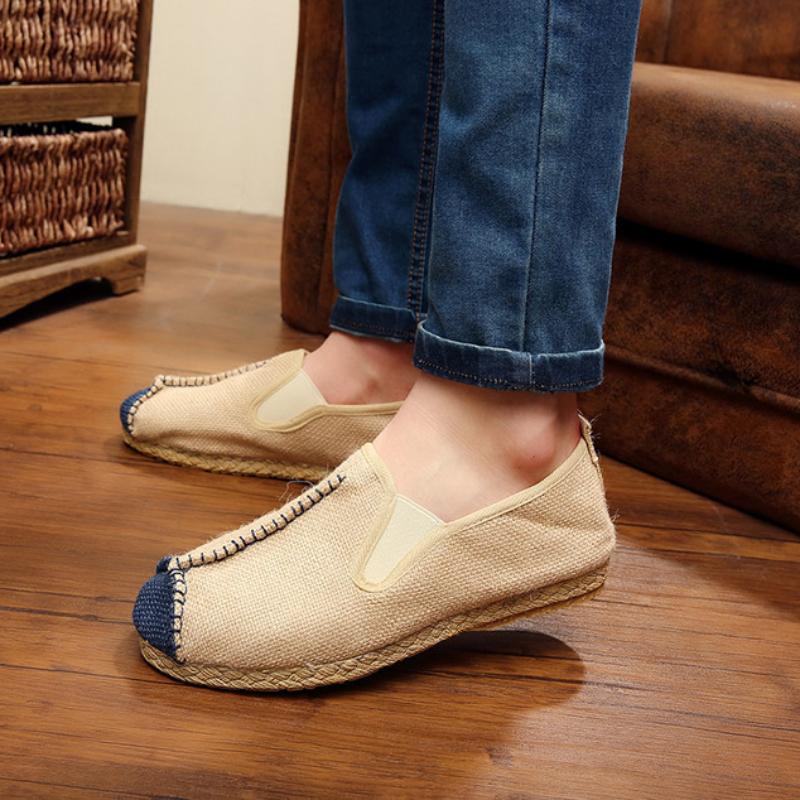 Men's Chinese Style Linen Shoes  Men's Linen-soled Beef Tendon Soft-soled Pedal Casual Shoes, Peas Shoes