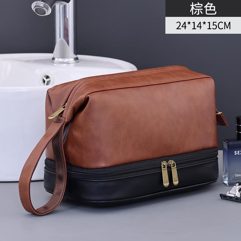 Light Luxury Texture Business Travel Double-layer Partition Wash Bag Portable Skincare Storage Waterproof Makeup