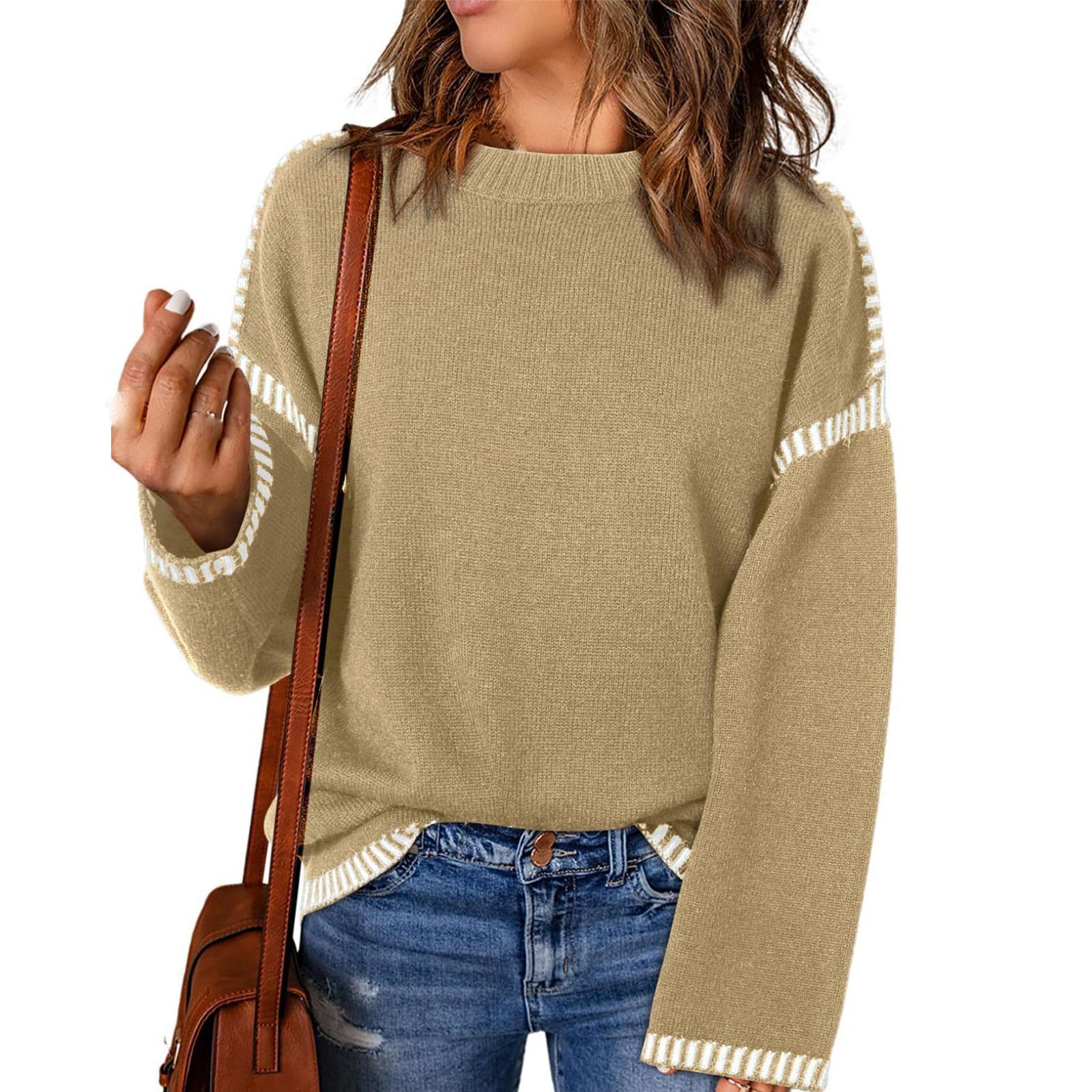 

Новая мода женская толстовка с V-образным вырезом, длинный рукав, воротник, топы, осенние наряды S хаки