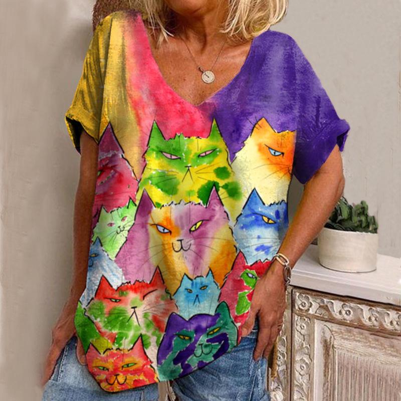 Summer New 3d Printe Women's Clothing Spring/Summer New Style Loose Printed T-shirt