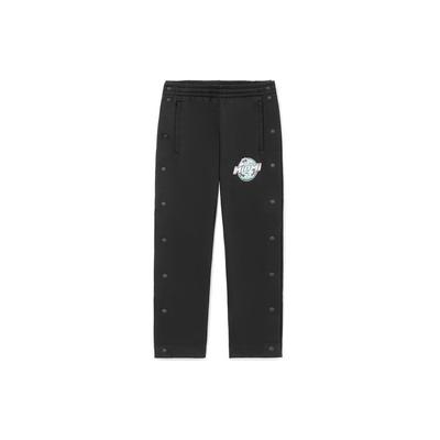 Straight Leg Fleece Knit Sports Pants Men Bottoms Black AKLR715-1