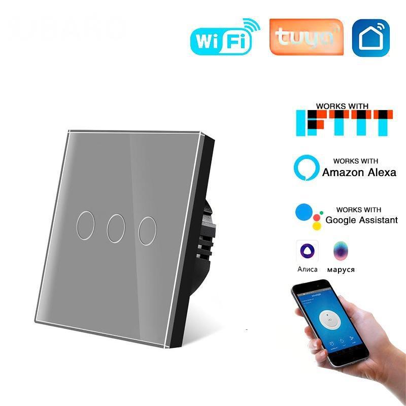 Russian Graffiti WiFi Smart Switch, Single Fire, App-Controlled, Voice-Activated, Glass Panel