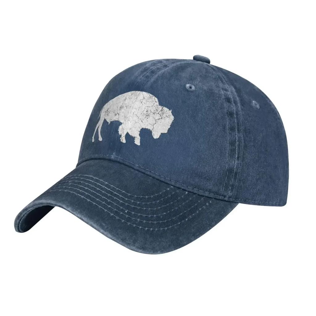 Distressed Buffalo Retro Bison Animal Lover Gift Snapback Baseball Cap Unisex Women Adjustable Trucker Hat Hat
