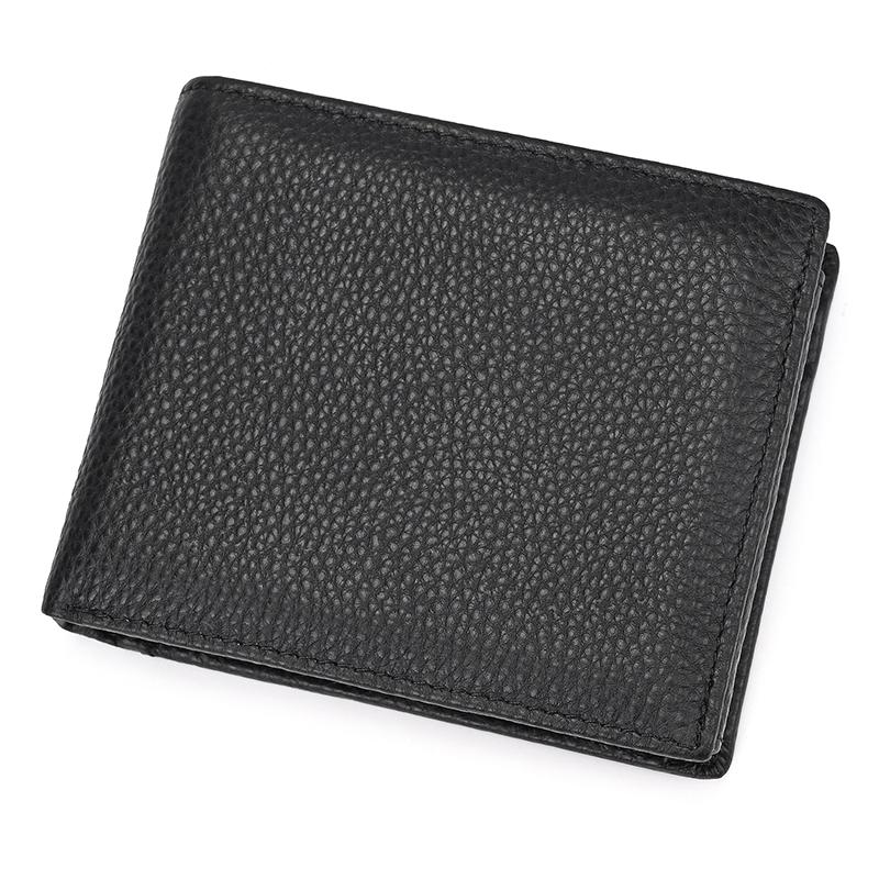 Black Men's Wallet Leather Real Cowhide Business Short Purse For Men Male Leather Purses Classic Leather Card Holder Coin Purse