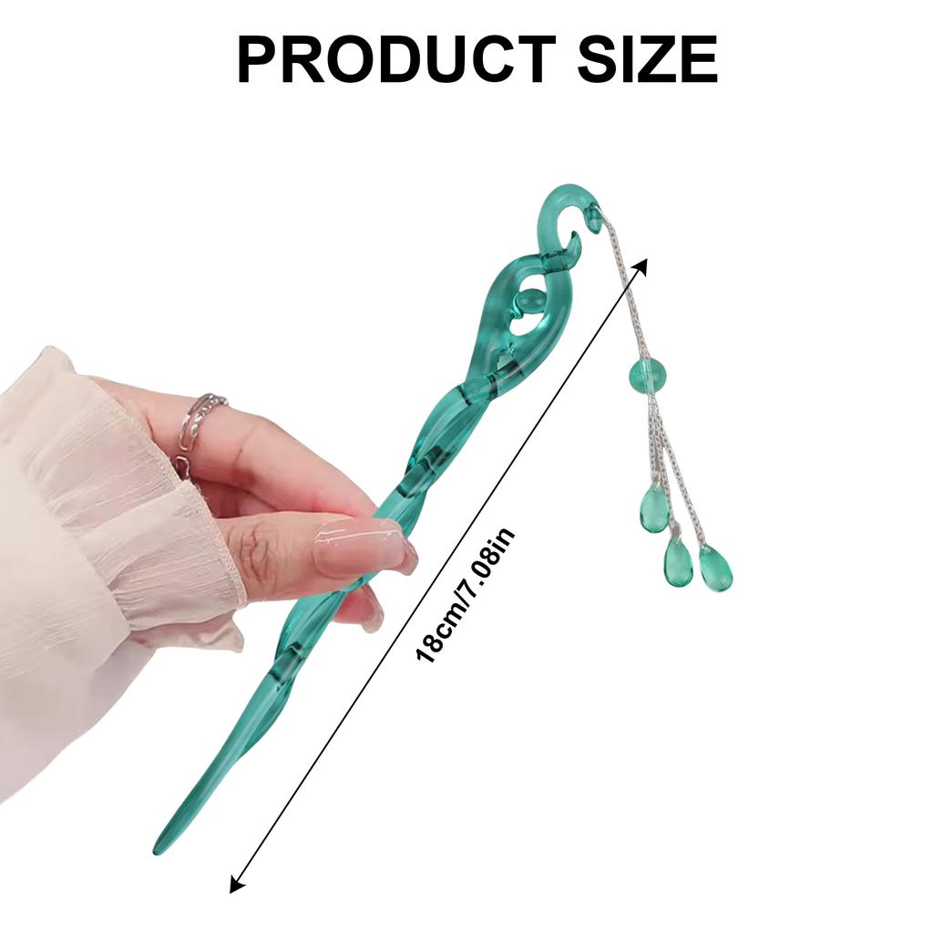 Tassels Hairpin for Women Vintage Dangling Hair Stick Combs and Sticks Nonslip Acrylic Hair Pin for Traditional Costume