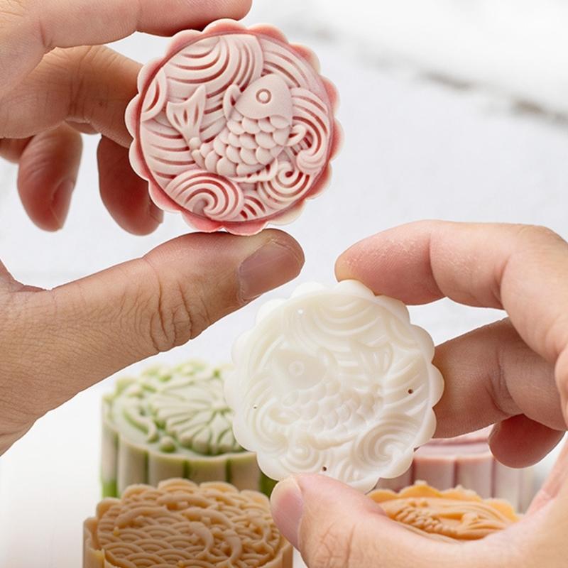 Mooncakes Molds Cookie Stamps Dessert Baking Tool Hand Pressure Chinese Pastries Mould for Celebration and Gatherings