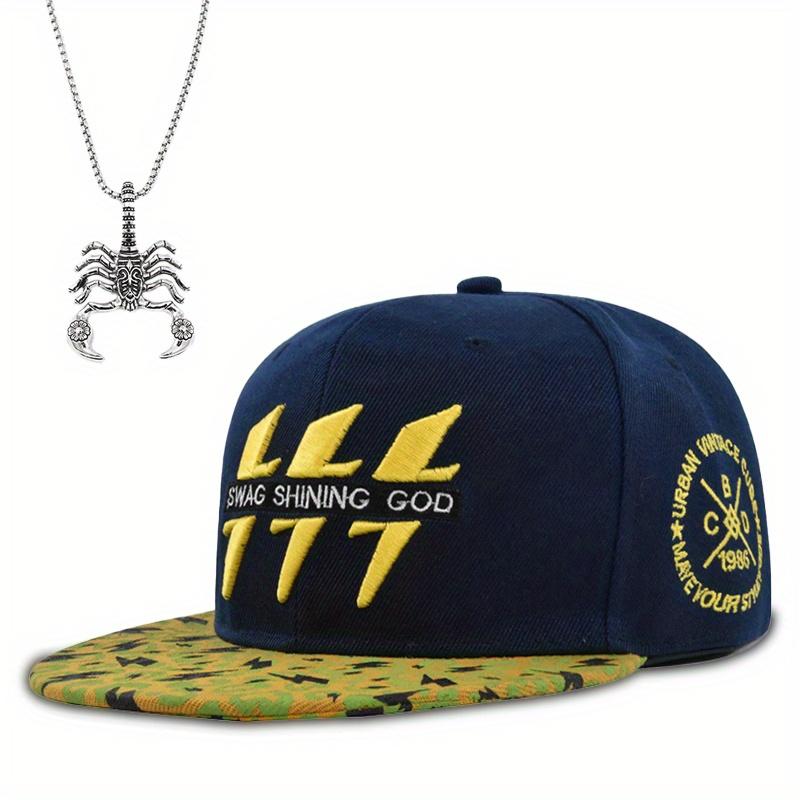 

2 шт. бейсболки US Route 66, стерео вышивка, шляпа с плоскими полями, кулон в виде молнии, ожерелье, набор, стильные кепки для пар с утиным язычком темно-синий