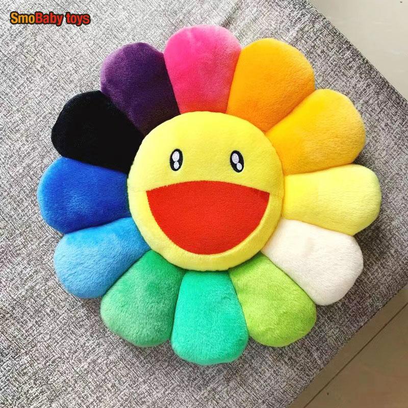 Rainbow Daisy Plush Pillow Sunflower Shaped Floor Game Mat Seat Cushion For Sofa Car Soft And Comfortable
