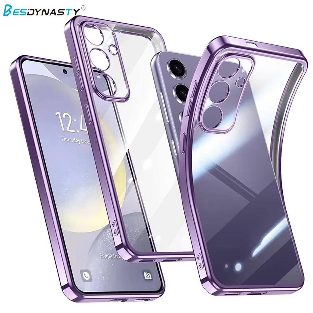 Glitter Plating Silicone Soft Case For Samsung Galaxy S25 Edge S24 FE A56 A36 A26 A16 A06 A55 Transparent Clear Shockproof Cover