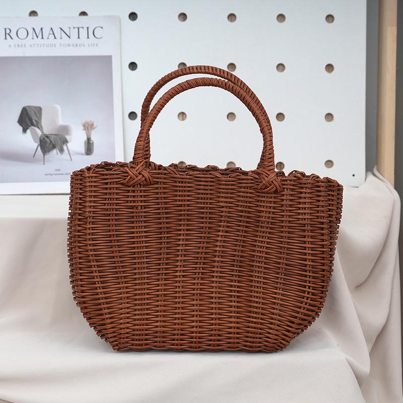 Wicker Handheld Lightweight Basket: Versatile Vegetable Shopping, Fashion Tote, Picnic & Bathroom Shower Use