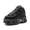 Gothic Ankle Rock Boots  Woman Metal Decor Platform Sneakers New Punk Style Women Shoes Lace up Shoes Comfortable Fashionable Daily Wear Footwear for