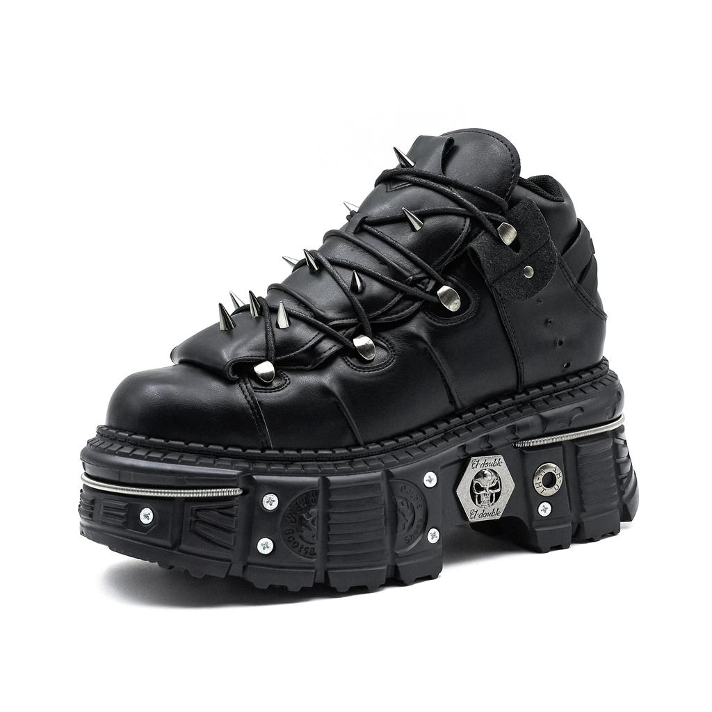 Gothic Ankle Rock Boots  Woman Metal Decor Platform Sneakers New Punk Style Women Shoes Lace up Shoes Comfortable Fashionable Daily Wear Footwear for