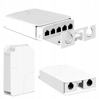 Rosfix Repeater PoE 5x RJ45 – Zewnętrzny IP55 | 90W Zasilania | 10/100 Mbps, VLAN, Odporność Na Warunki Atmosferyczne