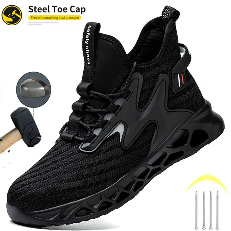 Lightweight Men Safety Shoes Steel Toe Cap Work Sneakers Men Protective Shoes Anti-Smash Anti-Puncture Indestructible Shoes
