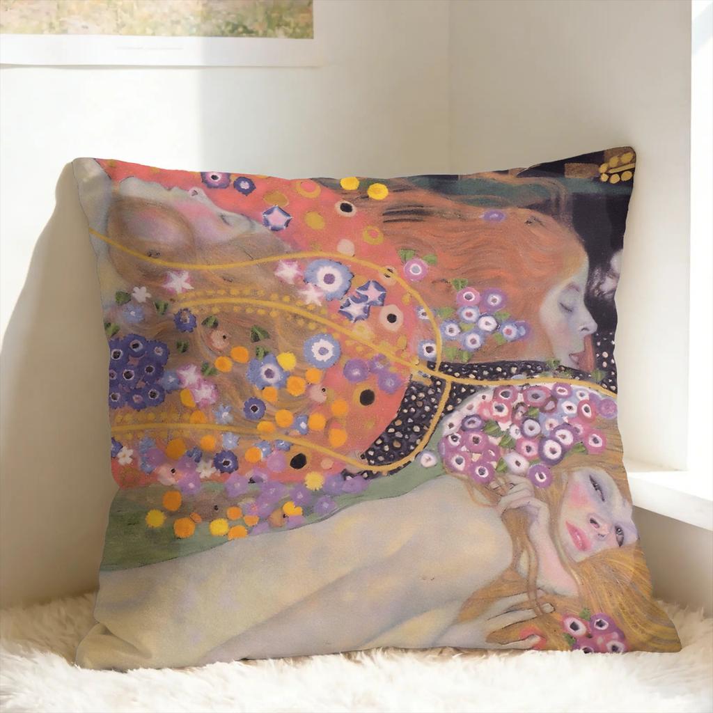 Gustav Klimt Kunst Kissenbezug Druck Kissenbezug Neuheit Kissenhülle für Sofa Couch Bett Wohnzimmer