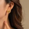 Vintage Metal Striped Texture Heart Stud Earrings for Women 18K Gold Color Plated Love Heart Earring Charm Party Jewelry Gift