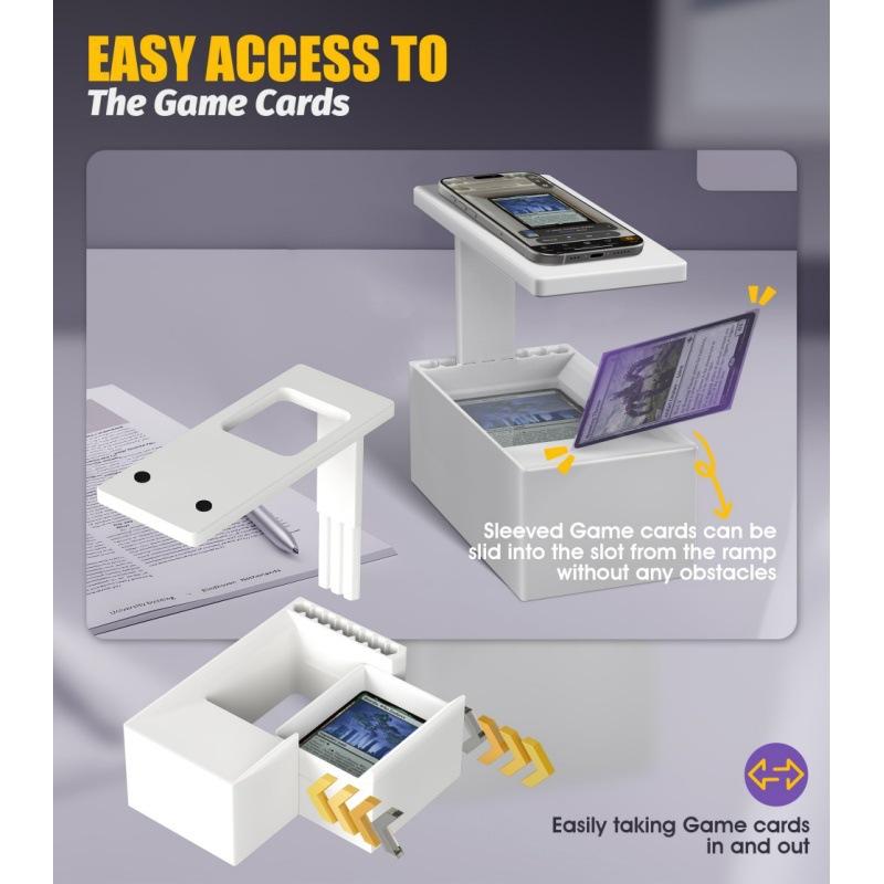 

Подставка-сканер для торговых карт для карт MTG, держатель для телефона с коробкой для карт, совместимый с приложением Manabox, быстрое сканирование и проверка цены белый