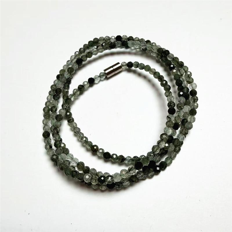 Natural Powder Tourmaline Garnet Cut Multi-Circle Bracelet Olivine Gray-Blue Moonlight Necklace Multi-Purpose Long Chain
