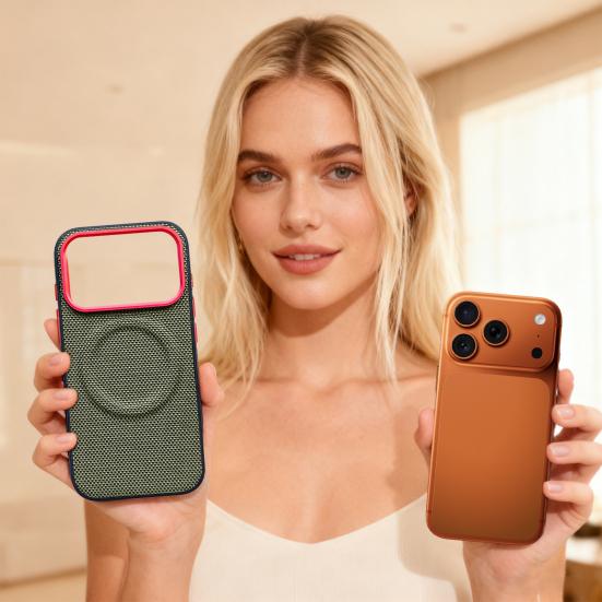 Phone Case for IPhone 17 Pro/Pro Max Stain-resistant Phone Cover Woven Texture Protective Case with Magnetic Charging