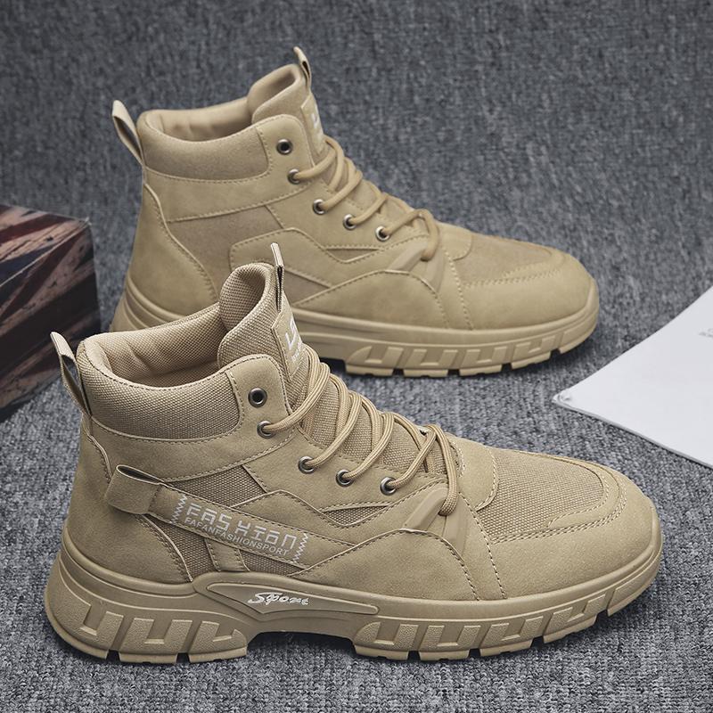 New Fashion Autumn And Winter Men's High Top Martin Boots Students Male Boys Trending Soft Sole Work Shoes Labor Protection Martin Sneakers