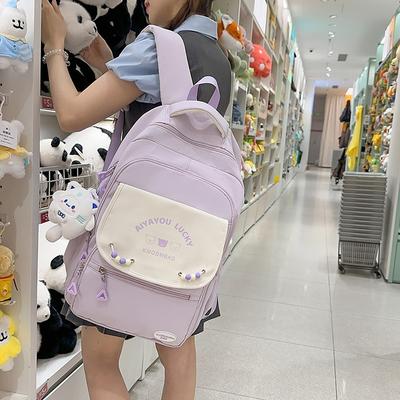 The New Schoolbag Is High-value, Fresh and Sweet, Candy-colored Backpack, Contrasting Color Splicing, and Lightweight Travel Backpack.