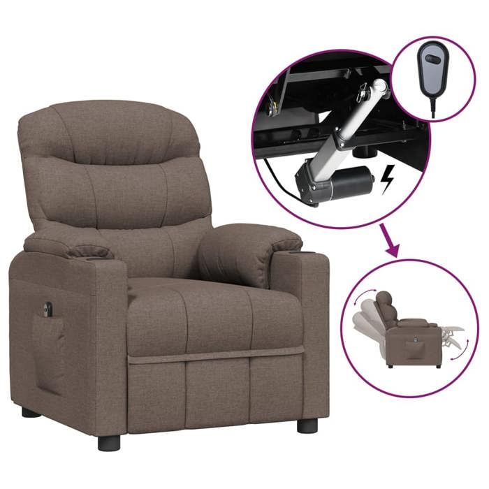 VidaXL Electric Recliner Armchair Taupe Fabric 3143499
