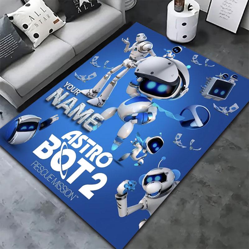 ASTRO BOT Benutzerdefinierter Name Teppich für Wohnzimmer Schlafzimmer Zuhause Sofadekoration, Kinderspiel Rutschfeste Bodenmatte