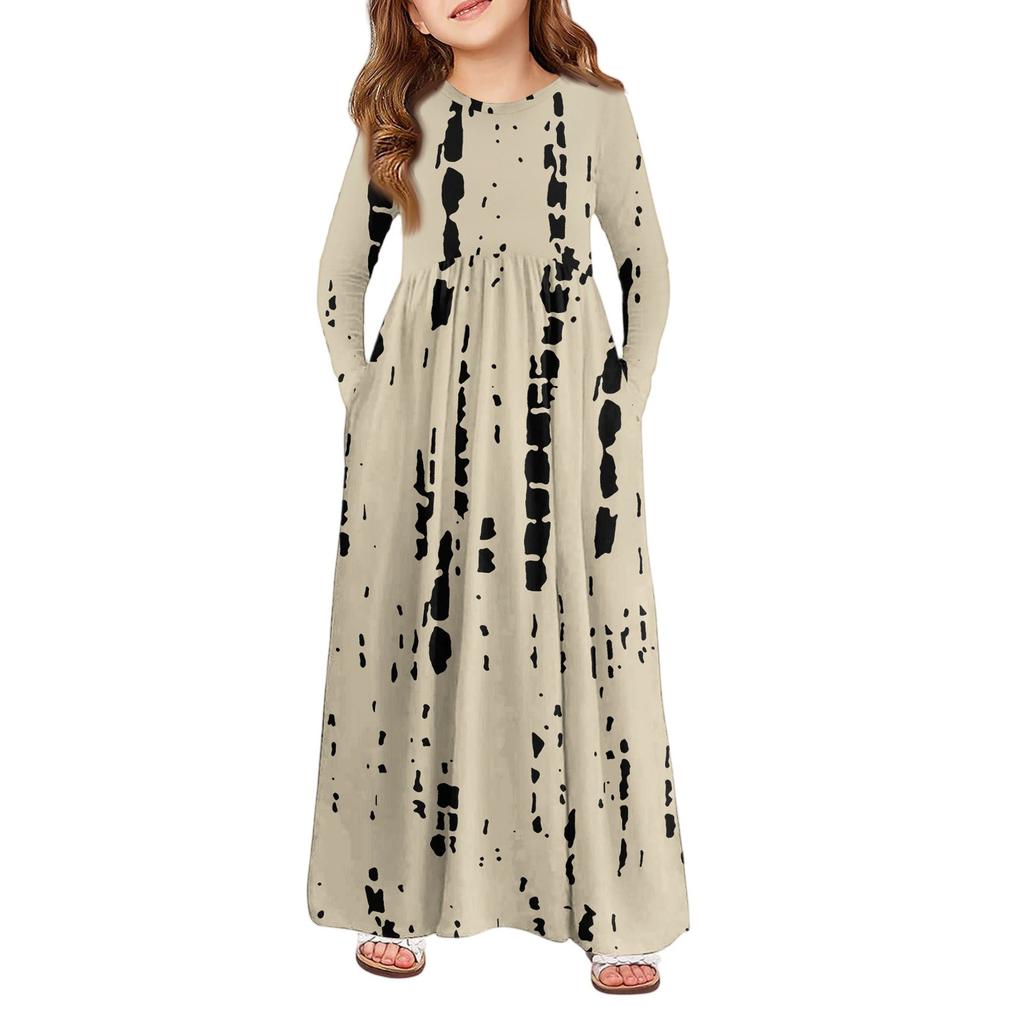 Girls' Maxi Dress - Long Sleeve Pocket Dress