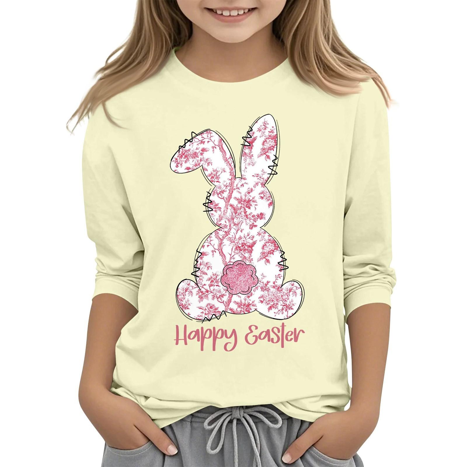 

Повседневная футболка с круглым вырезом и пасхальным принтом, с рукавами 7 точек для детей 110 бежевый