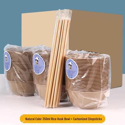 Eco-Friendly Disposable Rice Husk Bowl & Chopstick Set