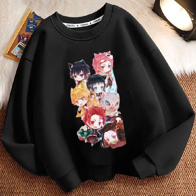 Kinder Modischer Demon Slayer Hoodie, Frühling und Herbst Jungen- und Mädchen-Freizeit-Hoodie