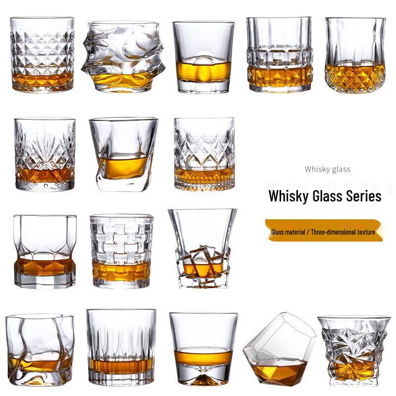 ZISIZ Handmade Crystal Whiskey Tumbler Glass Set