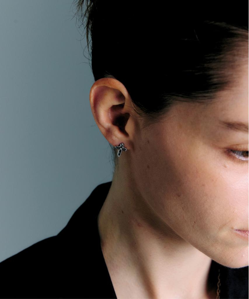 Gaman Unisex Gold Cross Tempus Earrings