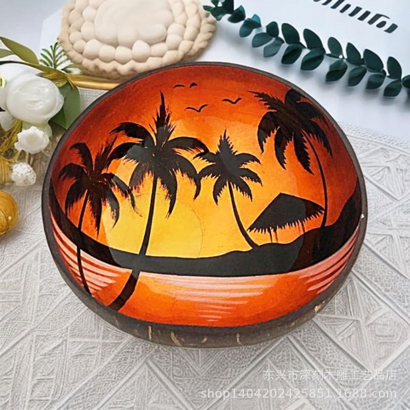 Vietnamese Coconut Shell Bowl Decorative Serving Dish Snacks Nuts Candy Home Decor Storage