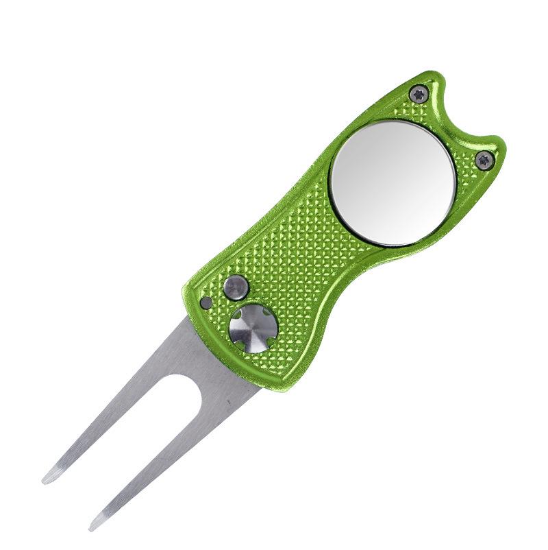 Zelený hliníkový nástroj na opravu divotů s rozkládací vidličkou a logem jako dárek