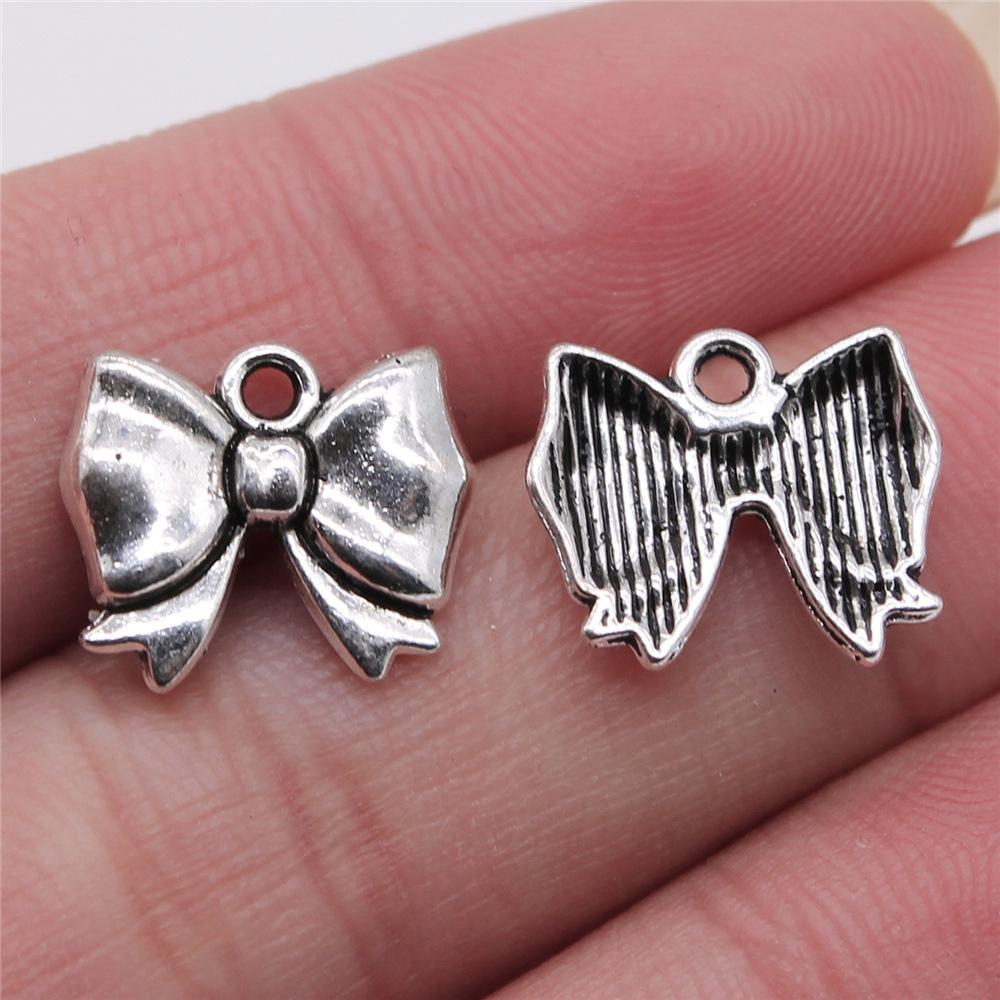 20pcs Bow Tie Connector Zinc Alloy Charm DIY Necklace Making Findings Handmade Tibetan Jewelry