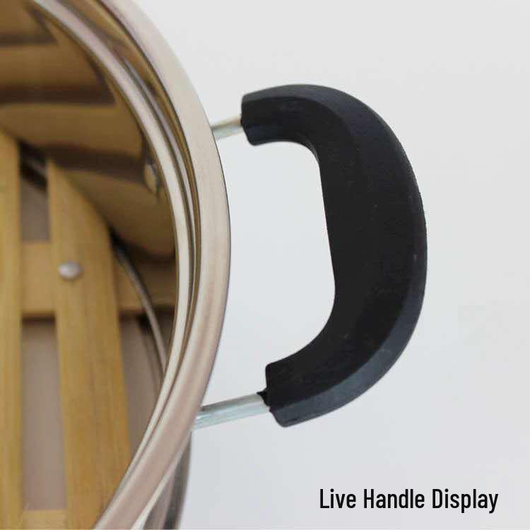 Thickened Bamboo and Stainless Steel Steamer Basket with Trivet and Steaming Rack