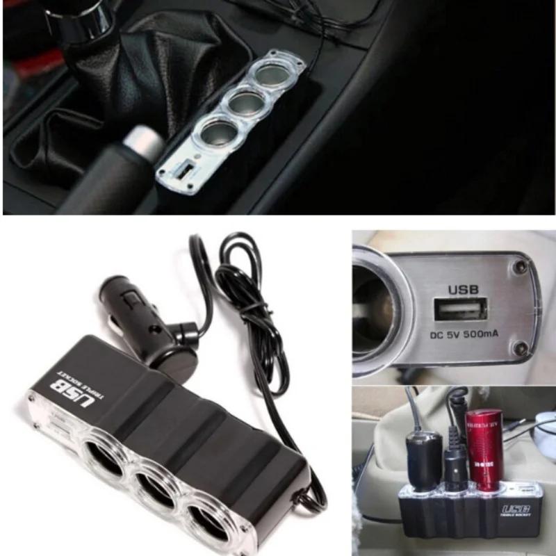 12V/24V Auto Zigarettenanzünder Splitter Autoladegerät Auto Power DC Outlet Adapter mit USB Ladeanschluss für Handyspiel