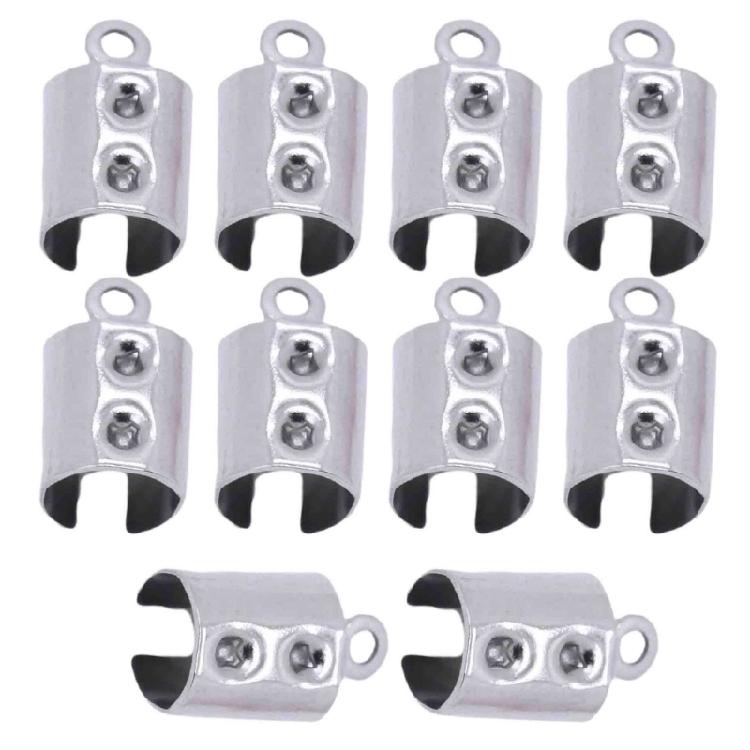 Stainless Steel Rope Clamp Jewelry Tool Leather Cord Crimp Beads Ends Caps Fastener Bracelet Bracelet Connectors