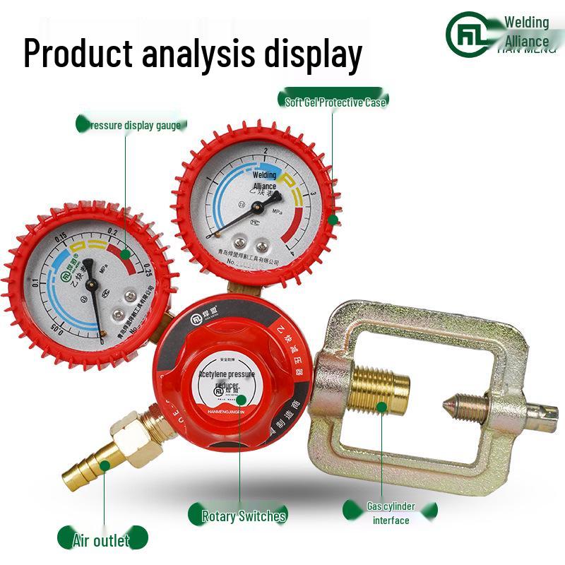 Shockproof Acetylene Regulator Valve with Leakproof Pressure Gauge