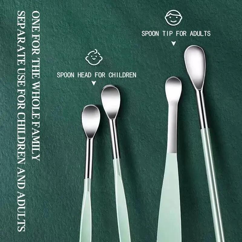 Earspoon Six-piece Ear-picking Tool Carbon Steel Ear-picking Spoon Leather Bag Ear-cleaning Spoon Easy to Carry at Home