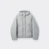 Customellow Gray Oversized Fit Hooded Goose Down Puffer Short Jacket C9uaw25811