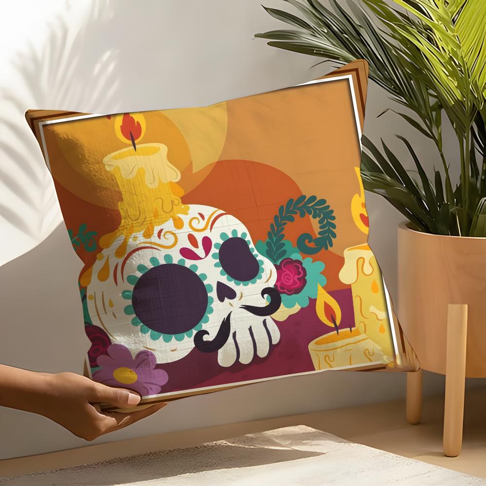 Festival D-Dia De Muertos 1 Pillow Case Linen Cushion Covers For Decorative Sofa Home Pillows Case Car Chair Pillows Cases