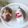 Fox And Hedgehog Shaped Christmas Ornaments Plastic Animal Decoration For Indoor Outdoor Holiday Party Home Tree