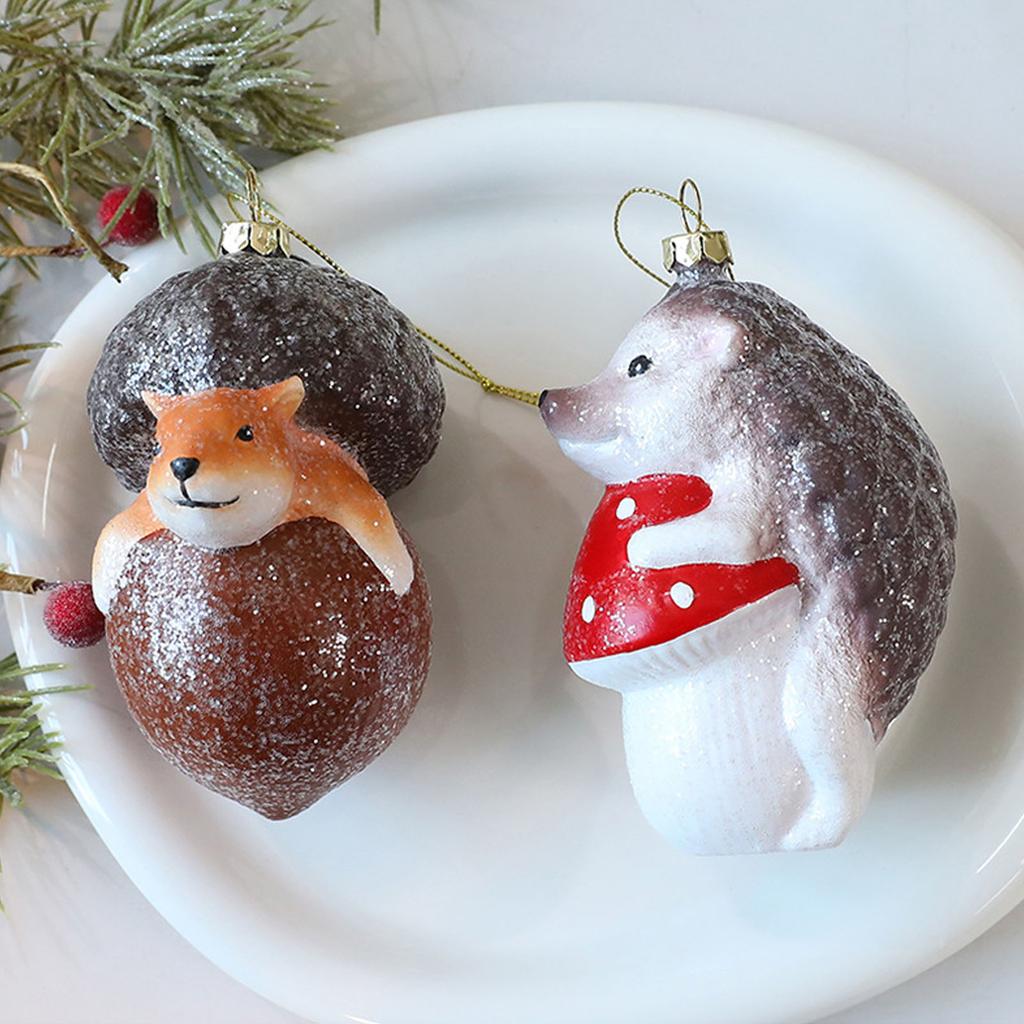 Fox And Hedgehog Shaped Christmas Ornaments Plastic Animal Decoration For Indoor Outdoor Holiday Party Home Tree