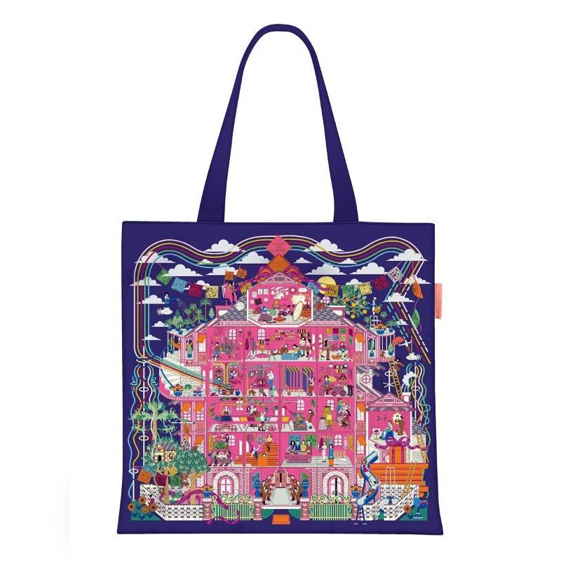 Printed Canvas Bag Women's Hand Bag Large Capacity Student Tutoring Shoulder Bag