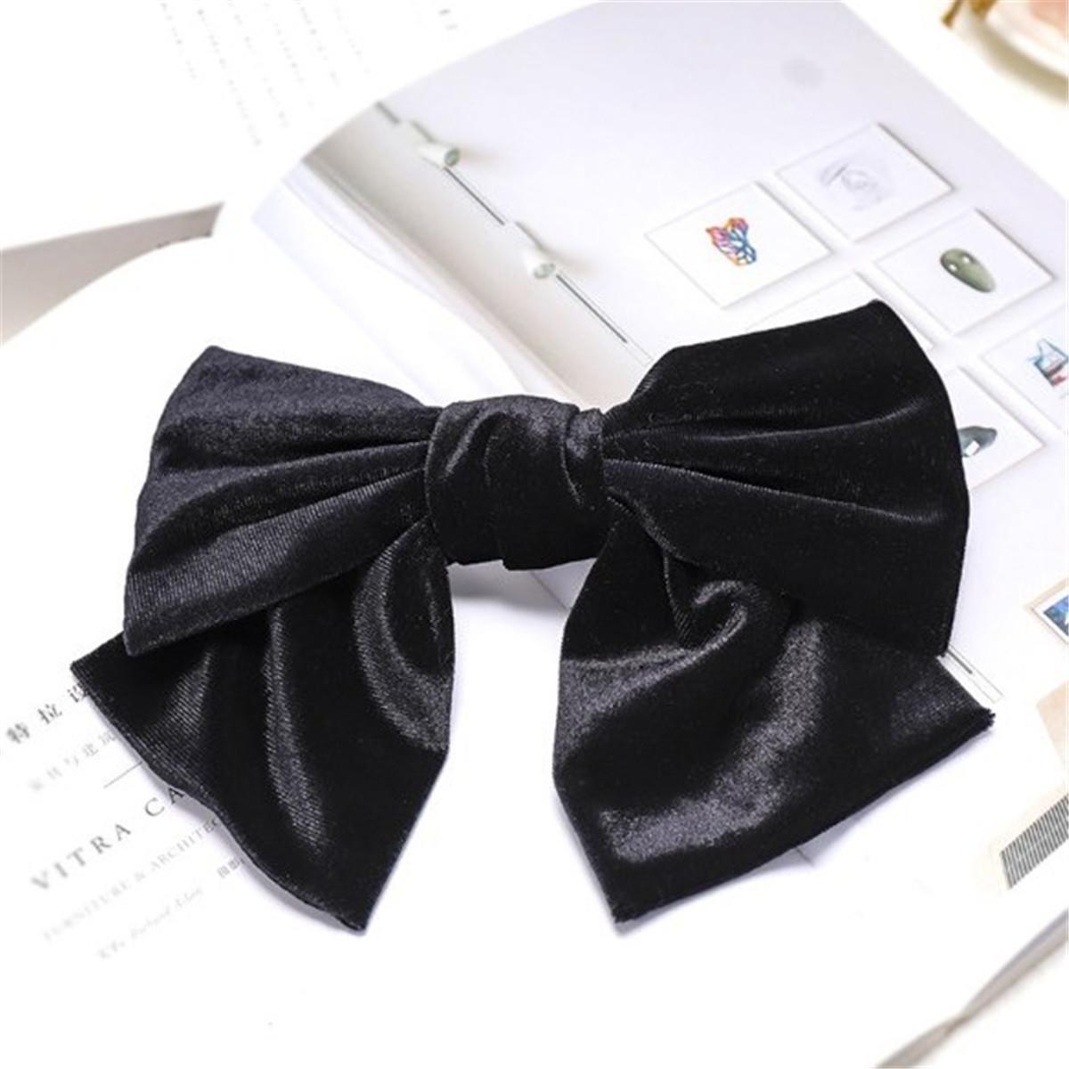 Fashion Women s Velvet Big Bow Knotted Hair Clip Two Layer Butterfly Barrettes Girls Hair Accessories чёрный