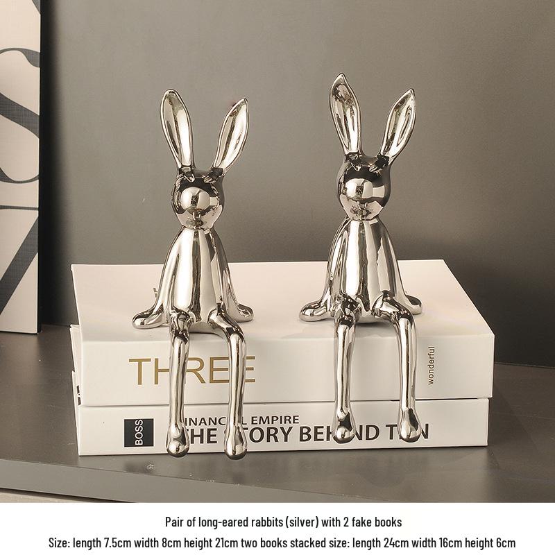 Keramik-Kaninchen-Ornamente für die Heimdekoration - Wohnzimmer, TV-Schrank, Flur, Weinschrank-Dekoration