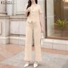ZANZEA Women Short Sleeve Blouse and Pants Summer Two Piece Suit Sets