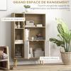 Scandinavian bookcase storage unit dim. 80L x 23.5W x 123H cm 5 open compartments 2-door cupboard tapered slanted legs